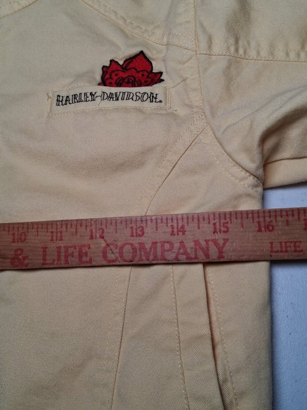 Harley Davidson Motorcycles Jacket Girls 5 Yellow Twill Tattoo Eagle Bird Rose - Picture 11 of 16